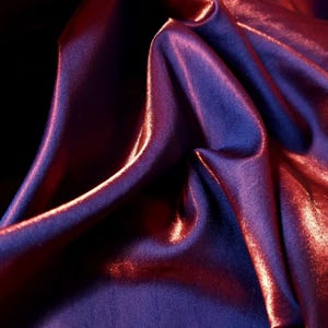 Metallic Two Tone Red Blue Shimmer Shantung Dupioni Fabric 58" By The Yard Poly Shiny Iridescent Reversible