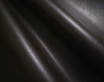 Espresso Brown Glossy Smooth Pebble Grain Vinyl Fabric, 54" Wide, Cushioned Faux Leather with Malleable Hand by the Yard
