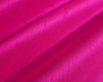 Neon Hot Pink Poly Dupioni Fabric, 58" Wide, Faux Silk Solid Pink Monochromatic Dupioni by the Yard