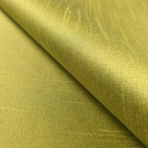Dupioni Faux Silk Celery Chartreuse Green Fabric 58" By The Yard | Earthy Olive Two Tone for Designer Upholstery, Drapes, Pillows & Apparel