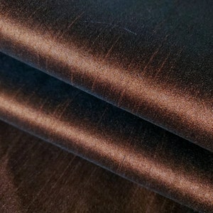 Dupioni Faux Silk Chocolate Brown Fabric 58&quot; By The Yard | Rich Espresso Brown Two Tone for Upholstery, Drapes, Formal Gowns & Costumes