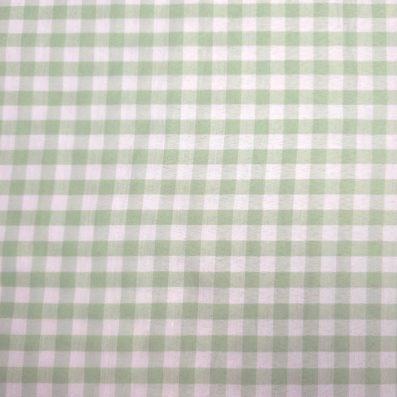 Sage Green Gingham Poly Cotton Fabric - 1/4 Inch Green and White Checkered Material 58" By The Yard - Soft & Durable Apparel Fabric zdjęcie 6