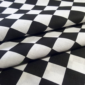 1 Inch Black White Checkered Poly Cotton Fabric 58 by - Etsy