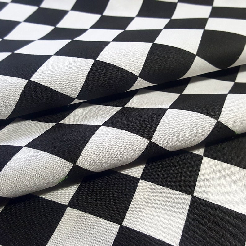 1 Inch Black White Checkered Poly Cotton Fabric 58 By Etsy.de