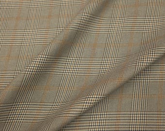 Brown Houndstooth Plaid Suiting Fabric / 56" Wide / Poly Cotton Blend / By The Yard
