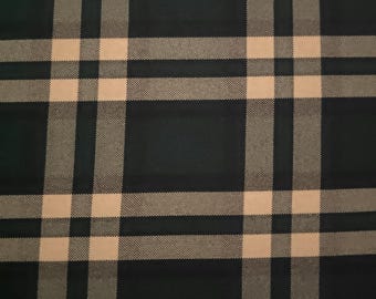 Hunter Beige Tartan Plaid Poplin Fabric / 58" Wide / Double Sided Plaid / Wrinkle Resistant