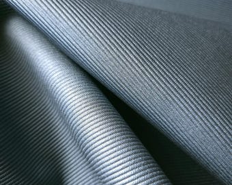 3D Textured Stripe Semi Metallic Slate Blue Upholstery Vinyl Fabric, 53" Wide, Sturdy Metallic Sparkle Faux Leather by the Yard
