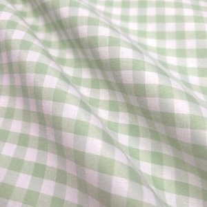 Sage Green Gingham Poly Cotton Fabric - 1/4 Inch Green and White Checkered Material 58" By The Yard - Soft & Durable Apparel Fabric zdjęcie 4
