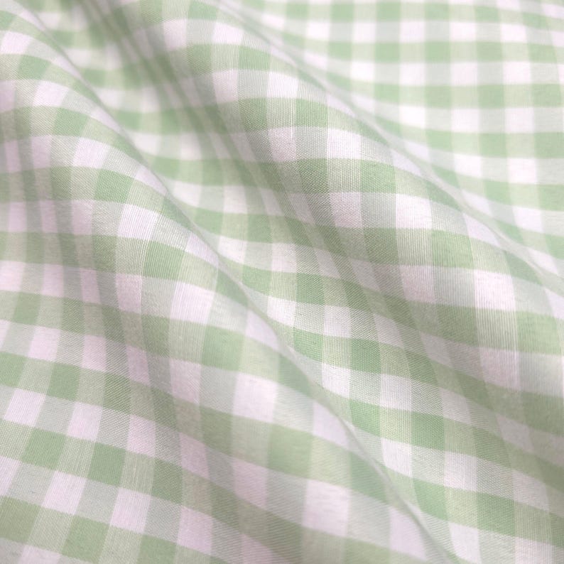 Sage Green Gingham Poly Cotton Fabric - 1/4 Inch Green and White Checkered Material 58" By The Yard - Soft & Durable Apparel Fabric zdjęcie 4