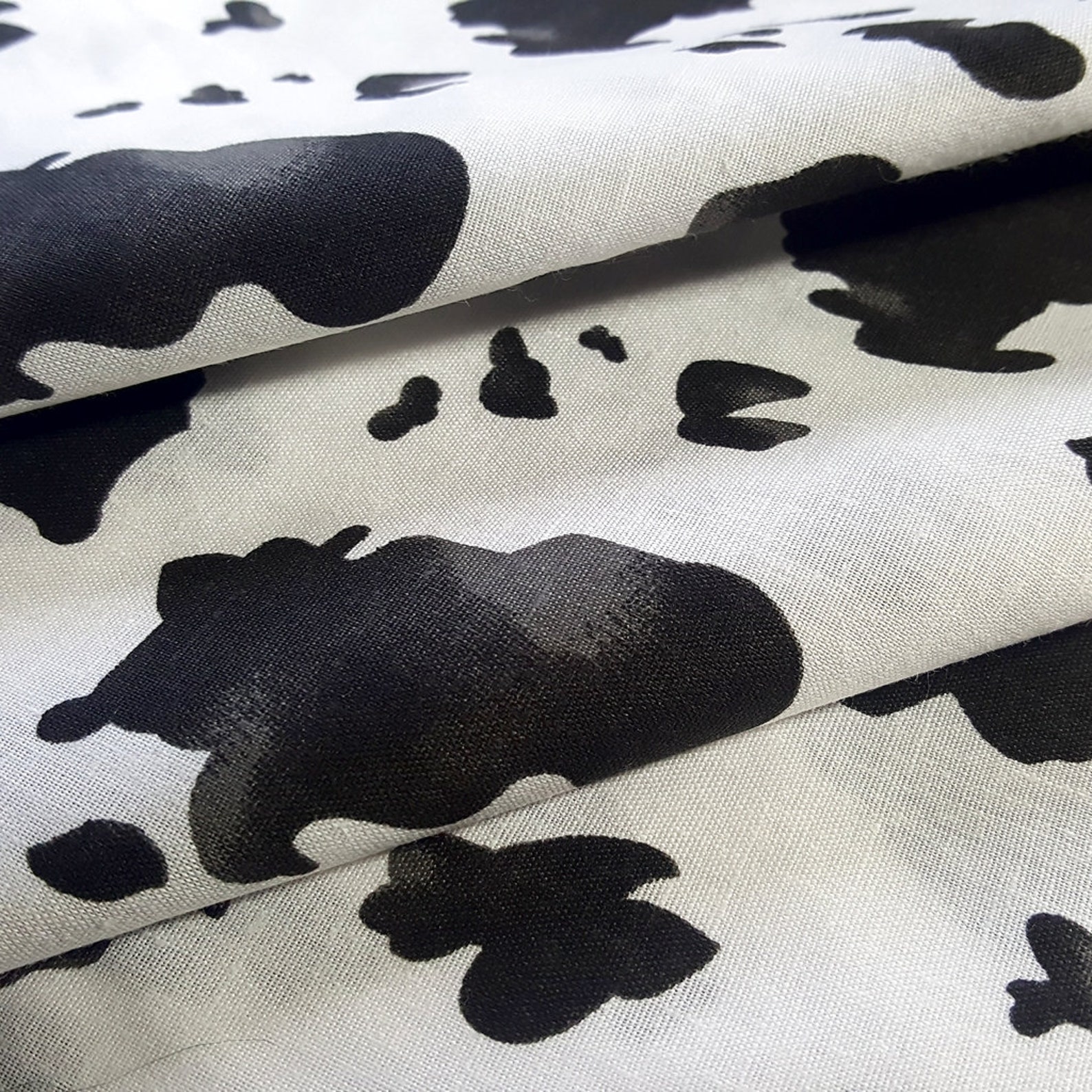 Marbled Cow Print Poly Cotton Fabric 58 By The Yard Etsy