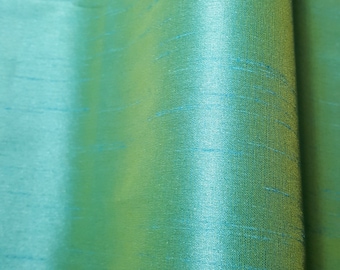 Dupioni Faux Silk Turquoise Yellow Fabric 58&quot; By The Yard | Iridescent Lime Green Two Tone for Mermaid Costumes, Gowns, and Formal Wear