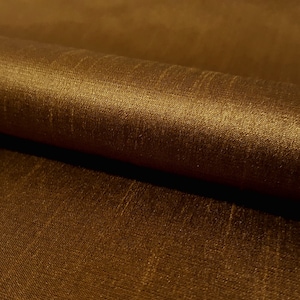Dupioni Faux Silk Antique Brass Gold Fabric 58&quot; By The Yard | Muted Old Gold Two Tone for Steampunk Costumes, Upholstery, Drapes & Decor