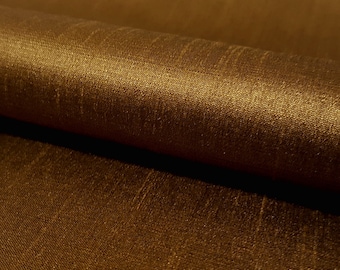 Dupioni Faux Silk Antique Brass Gold Fabric 58" By The Yard | Muted Old Gold Two Tone for Steampunk Costumes, Upholstery, Drapes & Decor