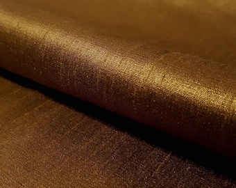 Dupioni Faux Silk Antique Brass Gold Fabric 58" By The Yard | Muted Old Gold Two Tone for Steampunk Costumes, Upholstery, Drapes & Decor