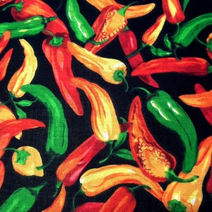 Chili Pepper Print Fabric, Black Poly Cotton Blend, 58" Wide image 7