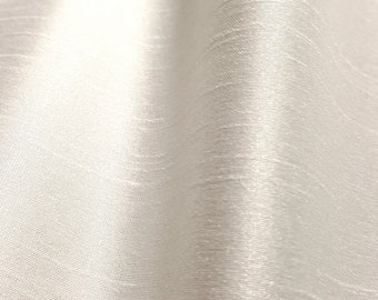 Ivory Cream Dupioni Faux Silk Fabric 58" By The Yard Irredescent Bridal Dress Fabric