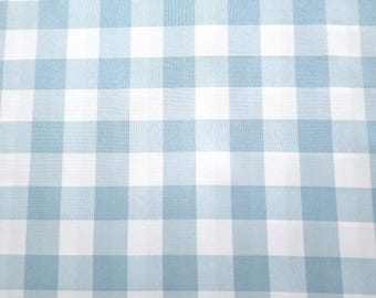 Pastel Turquoise Blue Gingham Poplin Fabric / 58" Wide / Double Sided Check / Wrinkle Resistant