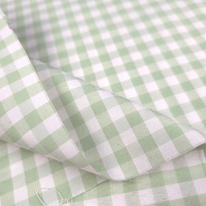 Sage Green Gingham Poly Cotton Fabric - 1/4 Inch Green and White Checkered Material 58" By The Yard - Soft & Durable Apparel Fabric zdjęcie 8