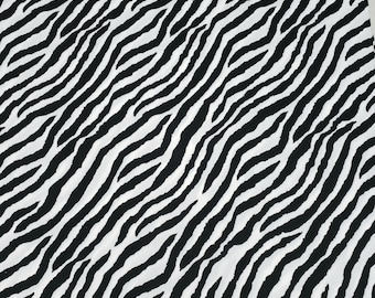 Black White Zebra Heavy  Cotton Upholstery Velvet Fabric 58" By The Yard