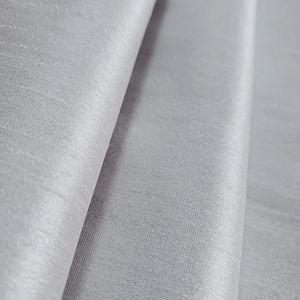 Dupioni Faux Silk Platinum Gray Fabric 58" By The Yard | Lustrous Light Silver for Modern Bridal Gowns, Formal Wear, and Costumes image 1