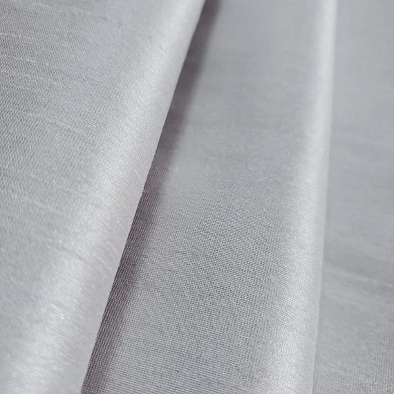 Dupioni Faux Silk Platinum Gray Fabric 58" By The Yard | Lustrous Light Silver for Modern Bridal Gowns, Formal Wear, and Costumes