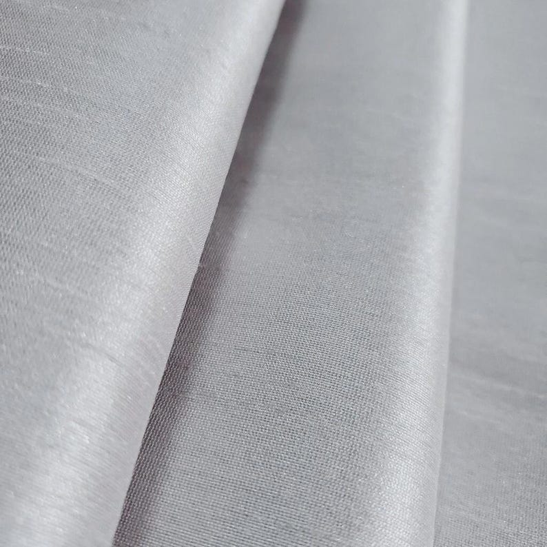 Dupioni Faux Silk Platinum Gray Fabric 58" By The Yard | Lustrous Light Silver for Modern Bridal Gowns, Formal Wear, and Costumes image 1