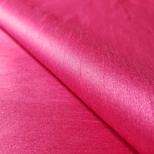 Dupioni Faux Silk Fuchsia Rose Pink Fabric 58&quot; By The Yard | Bright Hot Pink Shantung for Barbie Costumes, Party Dresses, Gowns, and Decor