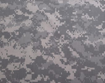 Gray UCP ACU Digital Camouflage Poly Cotton Fabric, 58" Wide Lightweight Broadcloth Military Print by the Yard