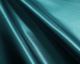 Heavy Green Teal Bridal Duchess Satin Fabric 58" By The Yard Poly Satin