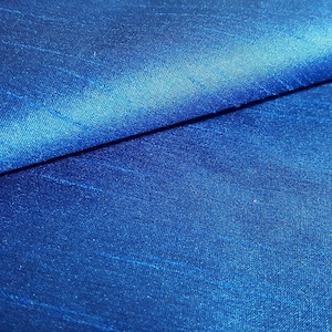 Dupioni Faux Silk Cobalt Blue Fabric 58&quot; By The Yard | Vibrant Electric Sapphire Blue Jewel Tone for Statement Gowns, Cosplay & Decor