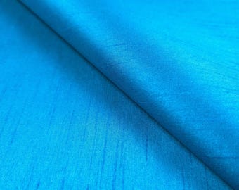 Dark Turquoise Dupioni Faux Silk Fabric | 58" Jewel Tone Shantung