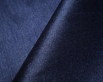 Dupioni Faux Silk Navy Fabric 58" By The Yard | Deep Midnight Blue Two Tone for Formal Gowns, Suiting, Uniforms, and Upholstery
