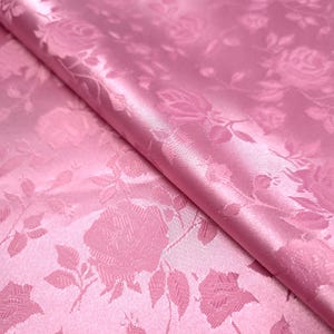Pink Peone Empress Rose Brocade Fabric By The Yard | Reversible Jacquard for Bridal Gown | Luxury Upholstery, Drapes, Corset | 58&quot; Wide