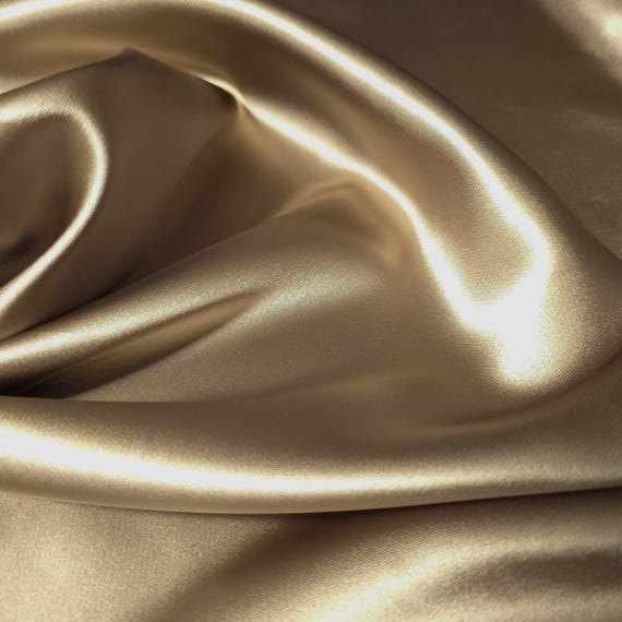 Gold Dull Sateen Fabric 45" Wide, Semi-Gloss Poly Material, Medium Weight Good Drape Fabric, Lining, Decor, Crafts, Sewing by the Yard