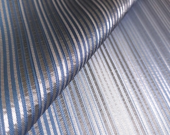 Multicolor Stripe Brocade Blue Gray Fabric / 54" Wide / Medium Weight / By The Yard
