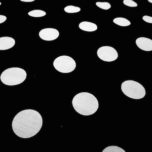 Polka Dot Black White Print Poly Cotton Fabric 58&quot; By The Yard Black White Big Dot