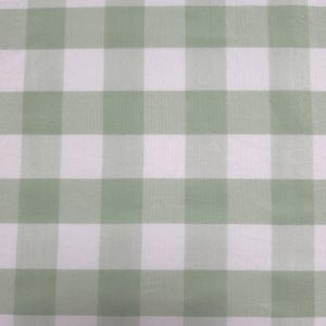 Sage Green Large Gingham Check Polyester Cotton Fabric by the Yard, 58" Wide Material, 5oz Coastal Slub Upholstery Cloth for Pillows Cushion