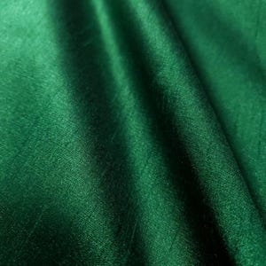 Dupioni Faux Silk Hunter Green Fabric 58" By The Yard | Rich Forest Green Two Tone for Christmas Decor, Gowns, Drapes, and Wizard Robes