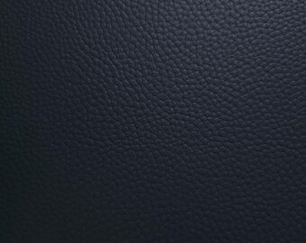 Midnight Blue Calfskin Faux Leather Vinyl Fabric, 54" Wide, Semi Matte Leather Grain Upholstery Vinyl by the Yard