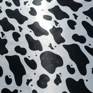 Cow Print Satin Charmeuse Fabric 58&quot; By The Yard Black White Animal Spot Fabric