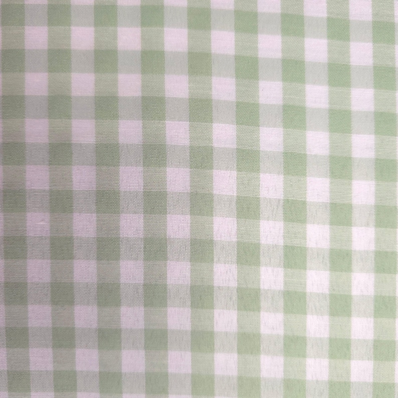 Sage Green Gingham Poly Cotton Fabric - 1/4 Inch Green and White Checkered Material 58" By The Yard - Soft & Durable Apparel Fabric zdjęcie 2