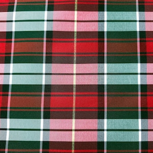 Classic Christmas Plaid Fabric Hunter Green Red Gold Fabric - 58" Crisp Christmas Holiday Tartan Material - Dress Home Decor By The Yard