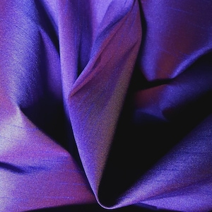 Dupioni Faux Silk Indigo Orchid Purple Fabric 58" By The Yard | Electric Blue & Red Two Tone for Royal Costumes, Evening Gowns, and Drapes