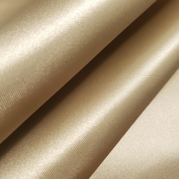 Heavy Champagne Gold Bridal Duchess Satin Fabric 58" By The Yard Poly Satin