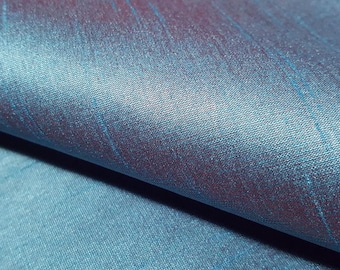 Turquoise Blue Red Shot Dupioni Fabric, Two Tone Faux Silk, 58" Wide