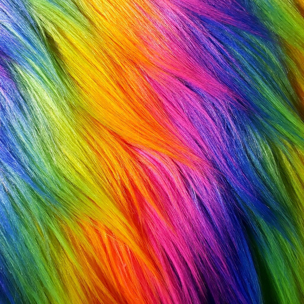 Rainbow Stripe Faux Fur Fabric By The Yard Or Half Yard Extra Long Pile Rainbow Monkey