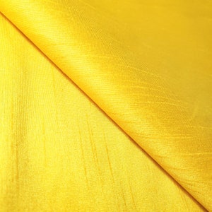 Dupioni Faux Silk Canary Yellow Fabric 58&quot; By The Yard | Bright Sunny Yellow Shantung for Costumes, Spring Decor, Dresses, and Kids Rooms