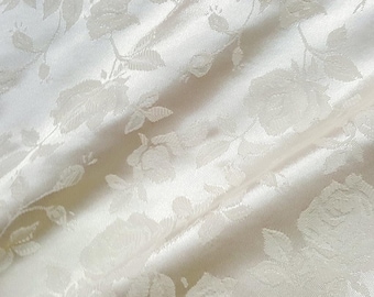 Ivory Empress Rose Brocade Fabric By The Yard | Reversible Jacquard for Bridal Gown | Luxury Upholstery, Drapes, Corset | 58" Wide