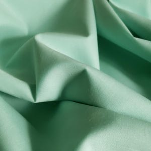 Solid Seafoam Mint Green Poly Cotton Fabric 58" By The Yard Aqua Green Cotton Blend Fabric image 5
