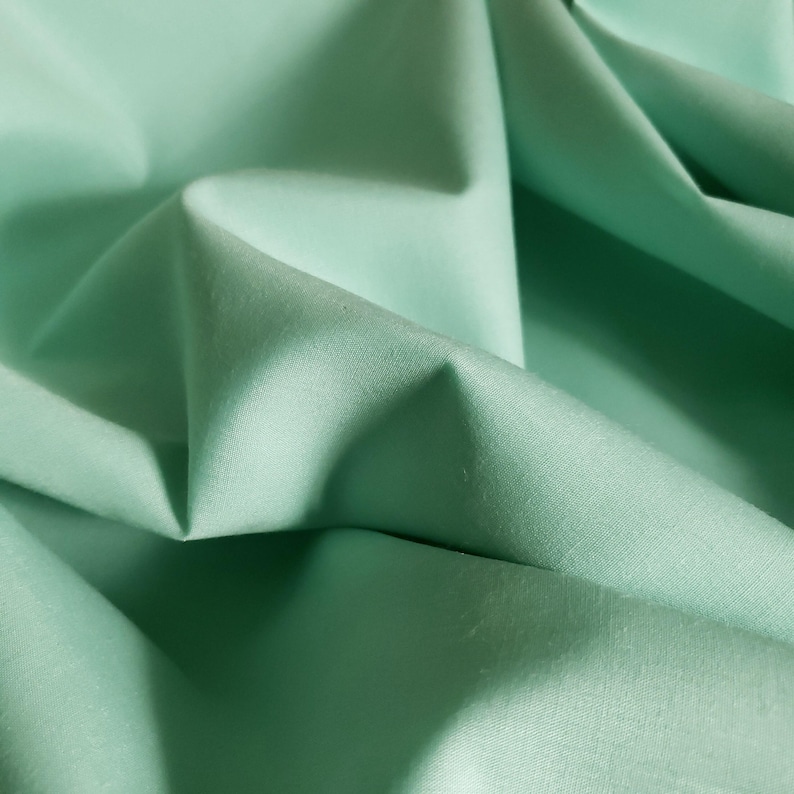 Solid Seafoam Mint Green Poly Cotton Fabric 58" By The Yard Aqua Green Cotton Blend Fabric image 5